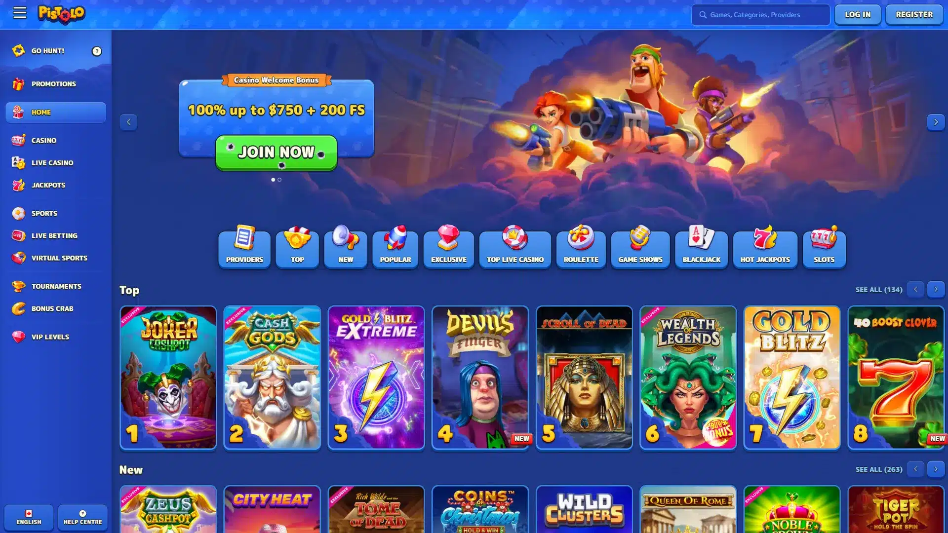 pistolo.com casino homepage wallpaper 